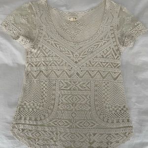 Anthropologie - cream lace blouse, XS